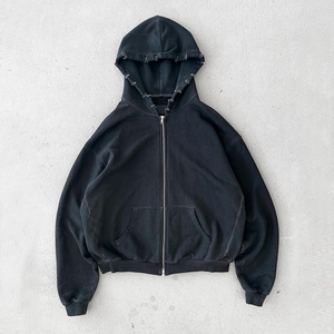 <span class=keywords><strong>Felpa</strong></span> da <span class=keywords><strong>uomo</strong></span> <span class=keywords><strong>con</strong></span> cappuccio in Denim lavato nero <span class=keywords><strong>con</strong></span> <span class=keywords><strong>Zip</strong></span> acida Casual francese spugna Vintage tinta unita per <span class=keywords><strong>felpa</strong></span> autunnale - Product Image 2