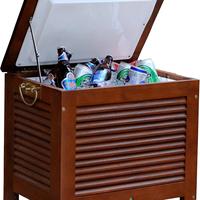 10L/15L/20L/30L/40L/50L Kotak Pendingin Kayu Model Baru, Wadah Es Penahan Dingin dengan Pegangan untuk Berkemah di Luar Ruangan