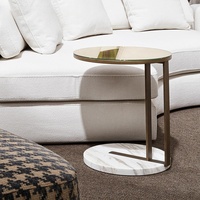 SAIDKOCC Moderne Minimaliste Marbre Salon Balcon Taille Moyenne 2 Couleurs Rond 40*50cm Volakas Bande Blanche en Noir