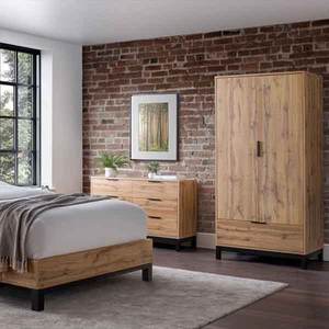 Lemari Pakaian Kayu Kamar Tidur Lemari Pakaian 2 Pintu Tunggal Kabinet Desain Organizer Khusus Lemari Furnitur Kamar Tidur Pintu Geser Pakaian - Product Image 4