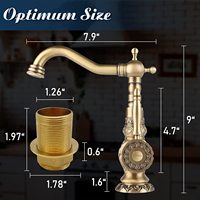 Robinet de lavabo antique en laiton à trou unique, en cuivre raffiné, pour eau chaude et froide, pour salle de bain traditionnelle