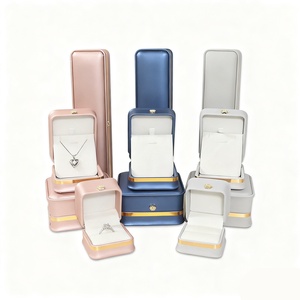Custom Logo High Quality Square Simple <b>Leather</b> Suede Insert Boxes Ring Necklace <b>Bracelet</b> Gift Packaging Plastic Jewelry Box - Product Image 4