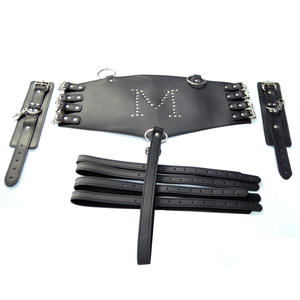 Zwart Lederen Slave Kostuum Armor <span class=keywords><strong>Bondage</strong></span> Kleding Fetish Bdsm Kraag Hand Arm Manchetten Kuisheidsgordel Volwassen Hoofdsteunen - Product Image 6