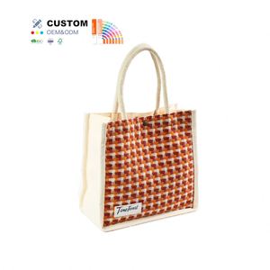 Personalized Eco-Friendly Custom Beach Tote <b>Shopper</b> Bags <b>Canvas</b> Tote Bags With Cotton Rope Handle - Product Image 1