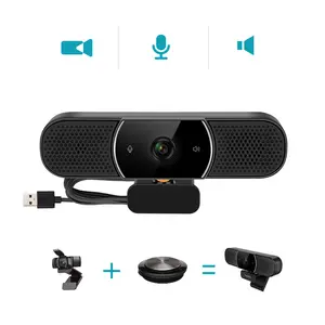 Sistema de cámara web para ordenador de conferencia todo en uno, webcam 2K 1080p con micrófono y altavoz incorporado, cubierta de privacidad