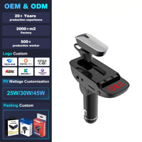 Émetteur FM 2-en-1 pour voiture avec casque BT amovible, appels mains libres, lecteur MP3 USB, adaptateur secteur pour voitures 12-24V