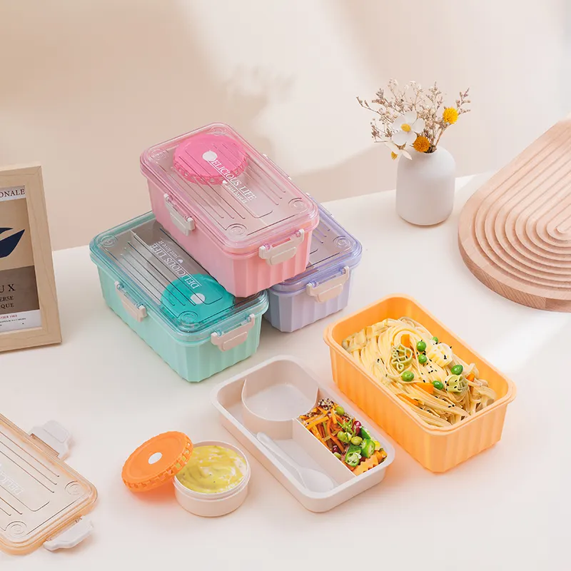 Caixa de refeições que economiza tempo Bento Box Fácil de transportar Creative Plastic Lunch Box cumpre todos os requisitos de refeição recipiente