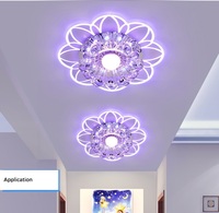 Lampu Langit-langit Bunga Kristal Warna-warni LED Modern 20Cm untuk Ruang Tamu Koridor Lorong Balkon Pintu Masuk Hotel Apartemen KTV Bar