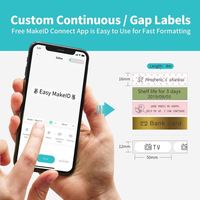 MakeID 16mmx4m Printer Label Termal Nirkabel BT Mini Smartphone Pembuat Label Harga Otomatis Pemotong Stiker Label Berwarna