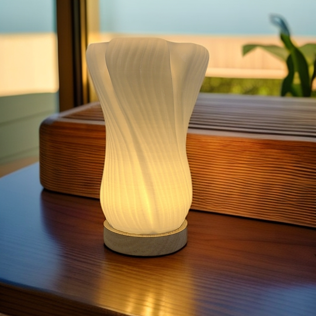 Modern Table Lamp with Unique Abstract Lighting SLA SLS 3D Printed Wavy Lampshade Home Decor with LEDs