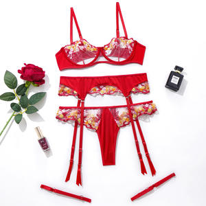 Ensemble de lingerie sexy brodé en maille, soutien-gorge et <span class=keywords><strong>porte</strong></span>-jarretelles, style européen et américain, best-seller transfrontalier, ODM - Product Image 4