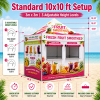 Tente de fruits frais lumineuse et professionnelle pour la publicité, idéale pour les stands de smoothies et la vente de nourriture en extérieur