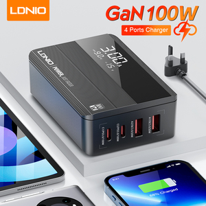 Adaptateur de chargeur de bureau multifonctionnel universel pour téléphone portable et ordinateur portable LDNIO A4809C 100W GaN à charge rapide avec 4 ports - Product Image 1