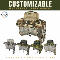 Chapeau de pêcheur camouflage personnalisé avec rabat pour le cou et filet pour le visage, chapeau de soleil à large bord, chapeau de pêche et de chasse en plein air, protection UV, unisexe