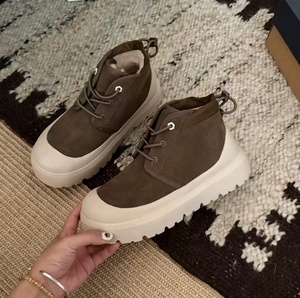 All inclusive anti collision thick soled lace up high top <b>boot</b> with thick wool lining outdoor cold resistant and warm short <b>boot</b> - Product Image 1