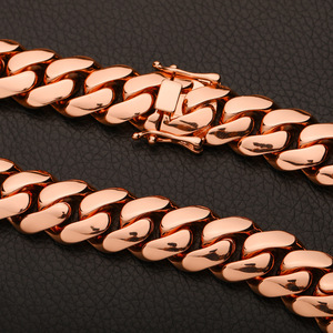 Atacado: Corrente e Pulseira Miami Cuban Link de 10mm-22mm em Latão Rosa Dourado – Joias Hip Hop para Homens e Mulheres - Product Image 5