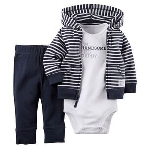 Vêtements pour enfants en gros : Ensemble 3 pièces en coton à capuche et manches longues pour garçons et filles (veste, barboteuse, pantalon) – Tenues pour bébés - Product Image 3
