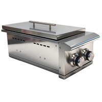 Fabricant professionnel de barbecues doubles à gaz encastrables pour l'extérieur, en acier inoxydable 304, puissants, avec brûleur latéral