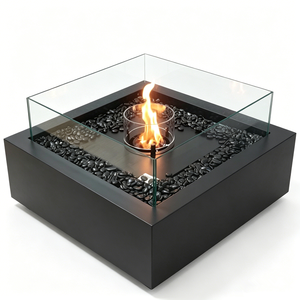 Cheminée à alcool carrée de luxe, foyer bioéthanol autoportant, mobilier moderne pour intérieur et extérieur, pour patio, jardin, villa - Product Image 2