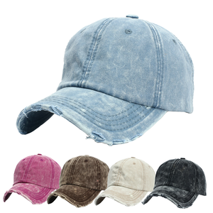 Casquette de baseball 100 % polyester de haute qualité, vintage, avec logo brodé personnalisé, ajustable, en jean délavé, style ethnique, visière incurvée - Product Image 1