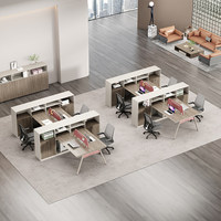 Ensemble de chaises de bureau modernes de l'usine de meubles de Foshan, bureaux informatiques ergonomiques avec rangement, postes de travail en bois pour le personnel