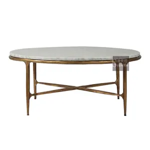 Vintage Hand Forged Metal Table Coffee Marble Home Furniture Luxury Coffee Table China Supplier Factory Living Room Decoration