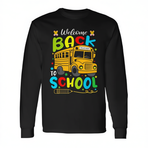 T-shirt à manches longues avec motif de bus scolaire pour professeurs et élèves, bienvenue à l'école - Product Image 2