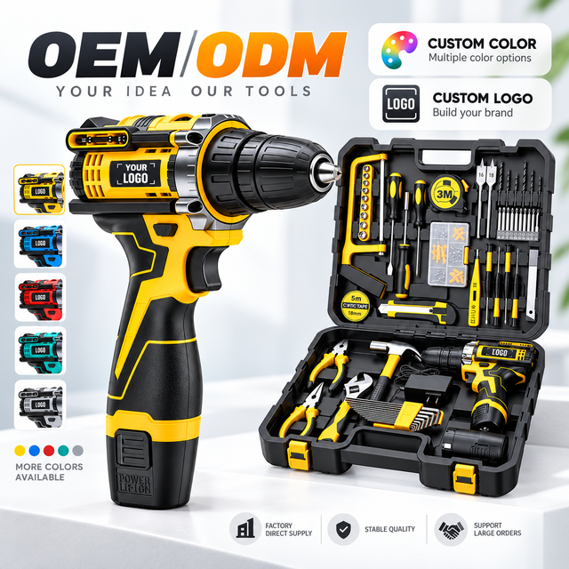 Wholesale Portable 12V Cordless Power Drill Multi Speed Torque Kit Equipped 2 Lithium Batteries for Household Maintenance