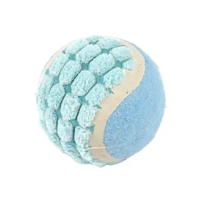 Хит продаж, экологически чистый плюшевый теннисный мяч, интерактивный тренировочный мяч, жевательная игрушка для собак