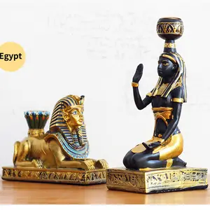 Antico Egitto Anubis Candeliere di Arte Scultura Sfinge Dea Figurine Creativo Della Resina Artigianato Decorazioni Per La Casa R3701
