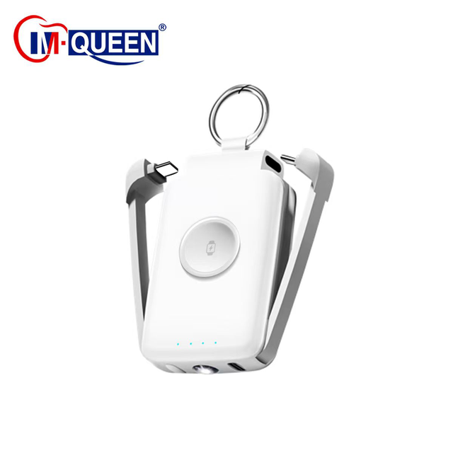 Oem Small Size LED Display Ultra Slim Keychain Portable Charger Built Cable Magnetic Wireless Power Bank 2000mah for Phone Watch