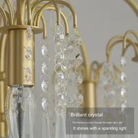 Lustre LED en cristal français à hauteur réglable, salon, chambre à coucher, style simple rétro, éclairage de luxe haut de gamme, tailles moyennes, TianShen