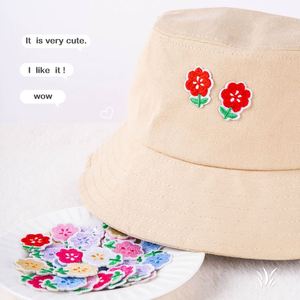 Stock MINI 2.3*3CM Iron On/ Sticker Embroidered Tulip Various Flower Patch for <b>Hat</b> <b>Bag</b> Phonecase Decoration - Product Image 2