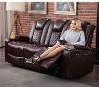 Vente Chaude Canapé Double Inclinable de Luxe en Cuir Écologique Siège de Cinéma Maison Fauteuil Inclinable Électrique Canapé Double Relaxation