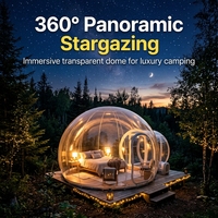 Dôme de Glamping Transparent en PVC Gonflable pour Camping, Vue Panoramique à 360°, Étanche et Résistant au Vent, Idéal pour l'Observation des Étoiles en Station Balnéaire