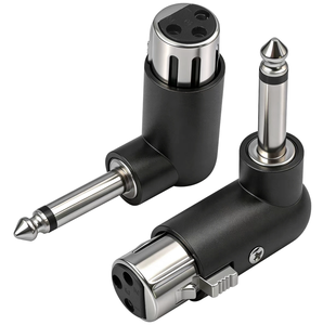 3-pins XLR vrouwelijke naar <span class=keywords><strong>1</strong></span>/<span class=keywords><strong>4</strong></span>" / 6,35 mm mannelijke mono TS hoekadapter met <span class=keywords><strong>4</strong></span> verstelbare hoekposities: rechts, links en 90 graden - Product Image 1