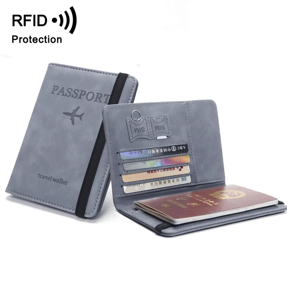 Bon marché Prix Slim RFID Blocage PU Cuir Voyage Passeport Titulaire Couverture Portefeuille en Stock avec beaucoup de couleurs