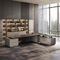 Bureau de direction de luxe avec table latérale réglable en hauteur, bureau de gestionnaire, OEM ODM personnalisé