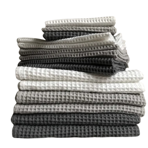 Wholesale Custom 38*64 cm 55 gram/piece check stock ready cotton terry tea <b>waffle</b> woven cloth cleaning kitchen dish towels - Product Image 4