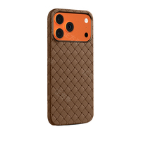 Étuis de téléphone portable en TPU à texture cuir tissé IMD de luxe pour iPhone 17 Pro Max, design professionnel fin, antichoc, protection de l'appareil photo