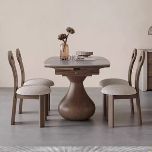 Mở rộng thiêu kết đá midcentury Bàn Ăn Hiện đại với chân gỗ có thể gập lại thiết kế cho <span class=keywords><strong>4</strong></span>-6 người - Product Image 1