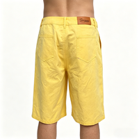 Jorts de mezclilla personalizados de verano para hombre, de pierna ancha estilo globo, corte holgado, patrón liso, estilo recto, cintura media