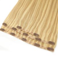 Extensions de cheveux à clips populaires, sans couture, double épaisseur, couleur blonde claire, 100 % naturelles, cheveux humains bruts