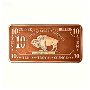 Barre de cuivre 999 de 10 OZ avec motif buffle en relief, estampée, souvenir, investissement, lingot de cuivre - Product Image 4