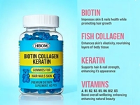 Complément alimentaire en bonbons mous à la biotine, au collagène et aux protéines, végétalien, pur, original OEM, pour les cheveux et les ongles