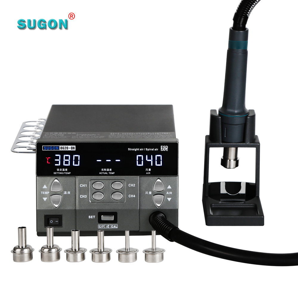 2020 Новый SUGON 8620DX инструментов для ремонта мобильных телефонов, паяльная станция зарядное устройство с 6 ветровой пушки рот 3 секунд нагрева 1300 Вт Термовоздушная паяльная пистолет