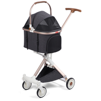Poussette pliable légère et réglable pour animaux de compagnie, couleur or rose, avec chariot séparable, pour petits chiens et chats
