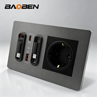 Câble de charge extensible BAOBEN en nitrure de gallium 20W avec prise multifonctionnelle USB + Type-C standard européenne 16A