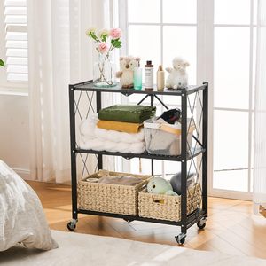 Giá để đồ nhà bếp bằng kim loại gấp gọn 5 tầng mới, kệ nhà bếp gia dụng cho giải pháp lưu trữ hiệu quả - Product Image 6