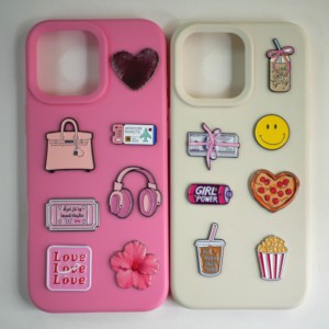 Pegatinas Personalizadas de Metal Esmaltado para Teléfono con Adhesivo 3M, Diseño Rosa, Girly, Girl Power, Pizza, Café, <span class=keywords><strong>Dinero</strong></span>, Flor, Corazón, Auriculares, Decorativas - Product Image 1